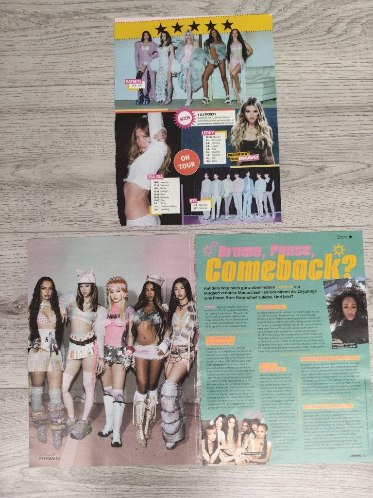 Katseye 3 pagina's uit Duits Bravo magazine 2026, Verzenden, Zo goed als nieuw, Boek, Tijdschrift of Artikel