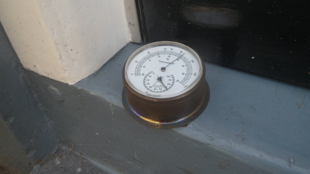Messing scheepsthermometer hygrometer wandthermometer koper, Watersport en Boten, Ophalen of Verzenden, Gebruikt, Overige typen