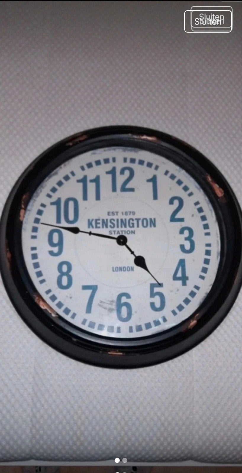 Vintage Kensington Station Wandklok - London Stijl, Ophalen, Vintage, Analoog, Werkt op batterijen