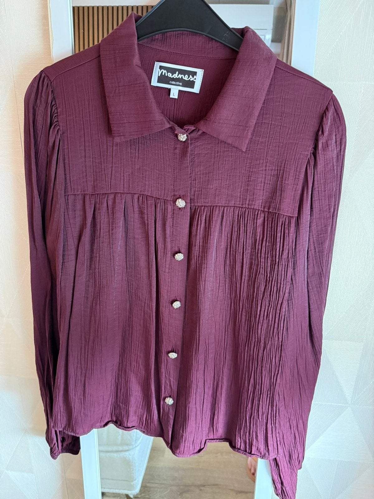 Bordeaux rode blouse Madness maat L, Ophalen of Verzenden, Zo goed als nieuw, Maat 38/40 (M), Rood