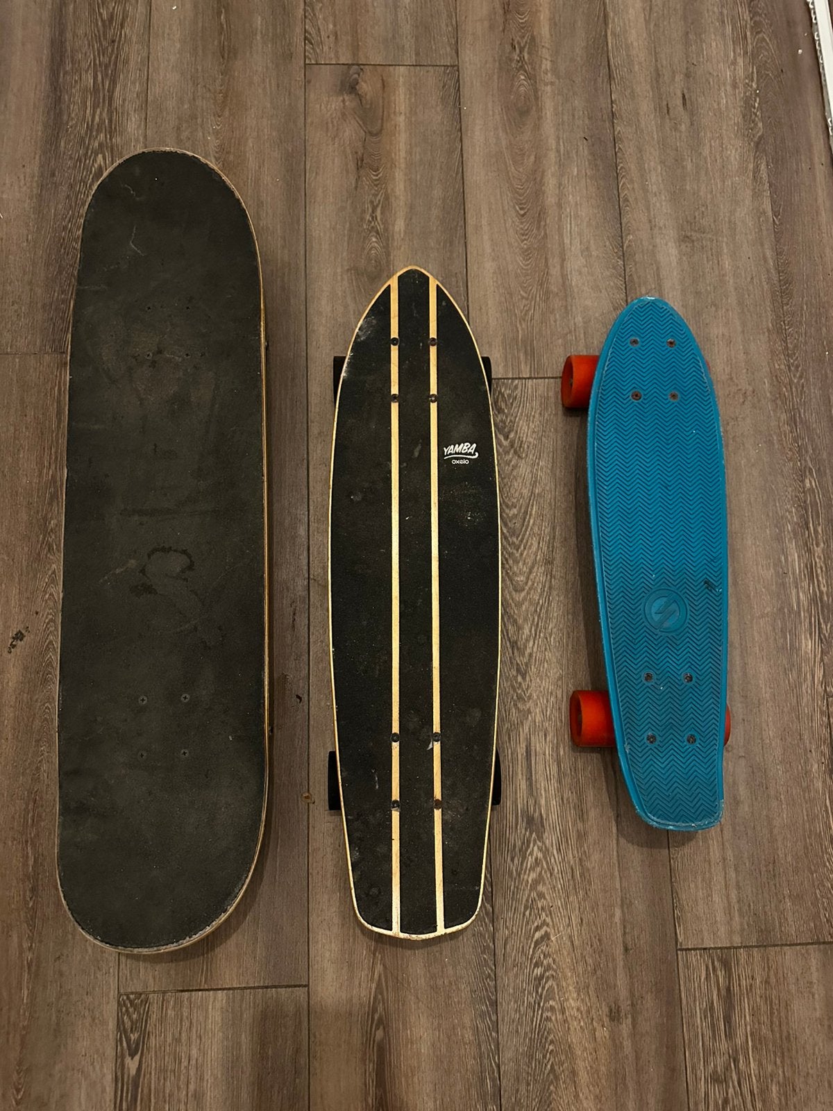 3 skateboards: Oxelo Yamba, Bullet, pennyboard, Ophalen, Zo goed als nieuw, Longboard