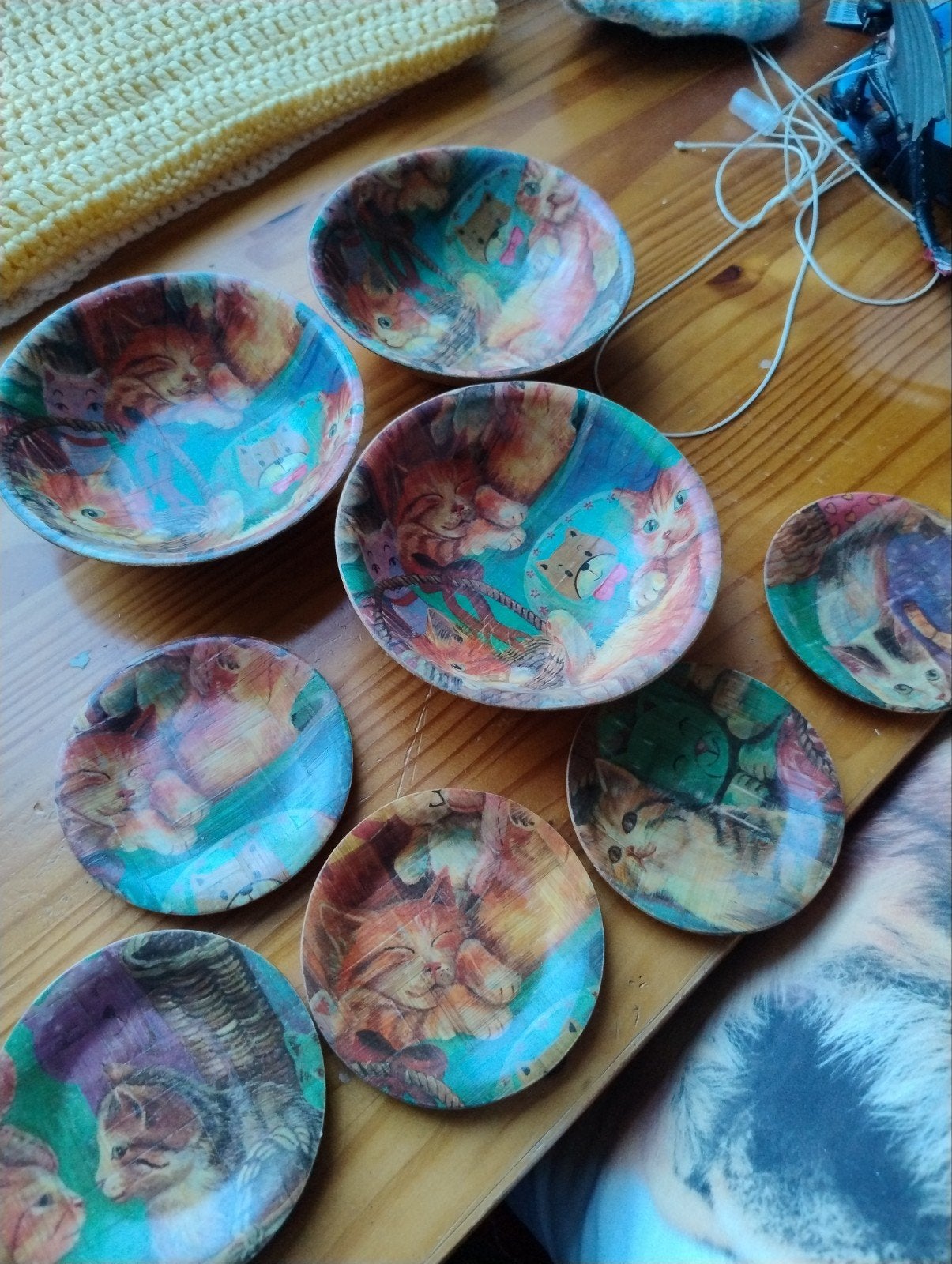 Leuke schaaltjes en bordjes met kattenprint, Ophalen of Verzenden