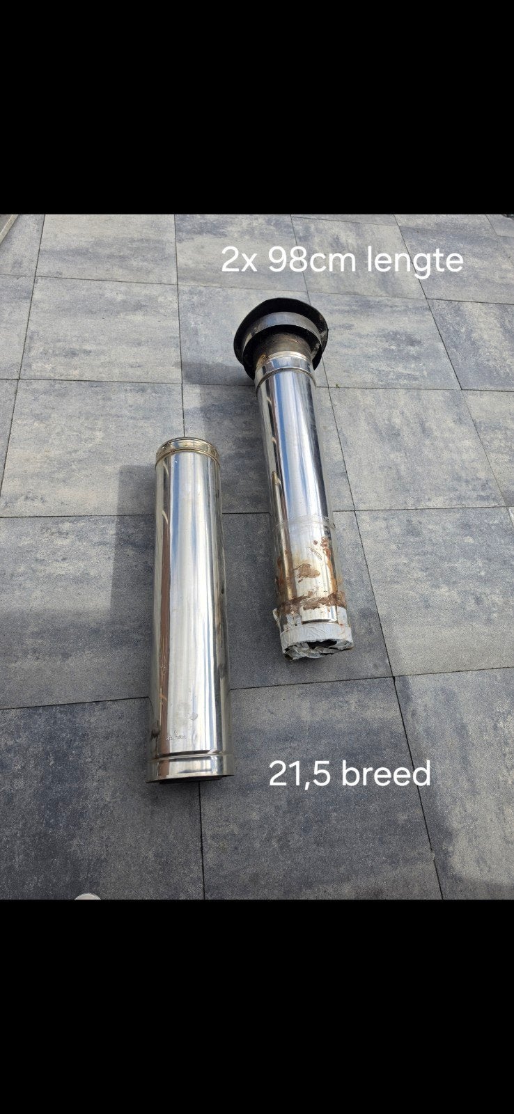 RVS rookkanaal 2x 98cm lengte, 21,5cm breed, Doe-het-zelf en Verbouw, Verwarming en Radiatoren, Ophalen