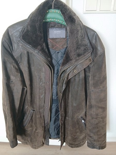 Gevoerde Leren HerenJas Mt.56, Bruin, Maat 56/58 (XL), Ophalen of Verzenden, ADAM-Friday