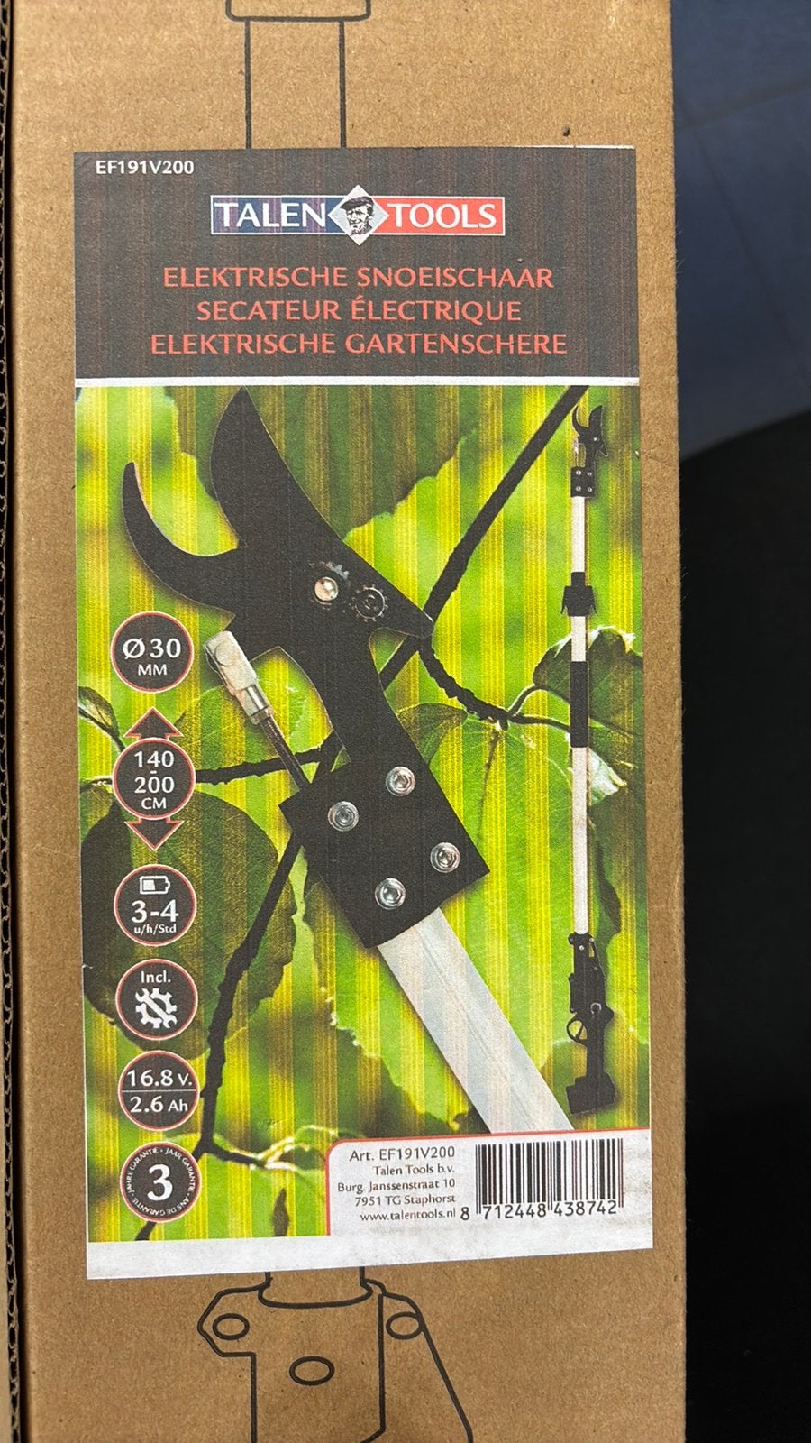 Talen Tools - Elektrische snoeischaar met verstelbare steel, Ophalen, Nieuw