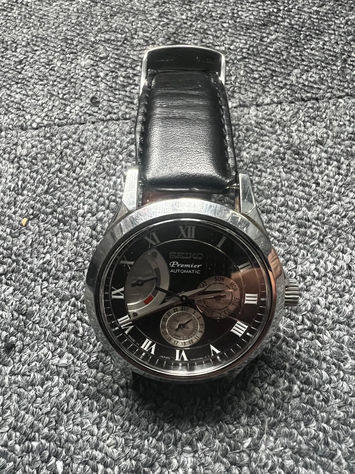 Seiko Premier Automatic horloge - met certificaat& doos, Seiko, Leer, Staal, Polshorloge