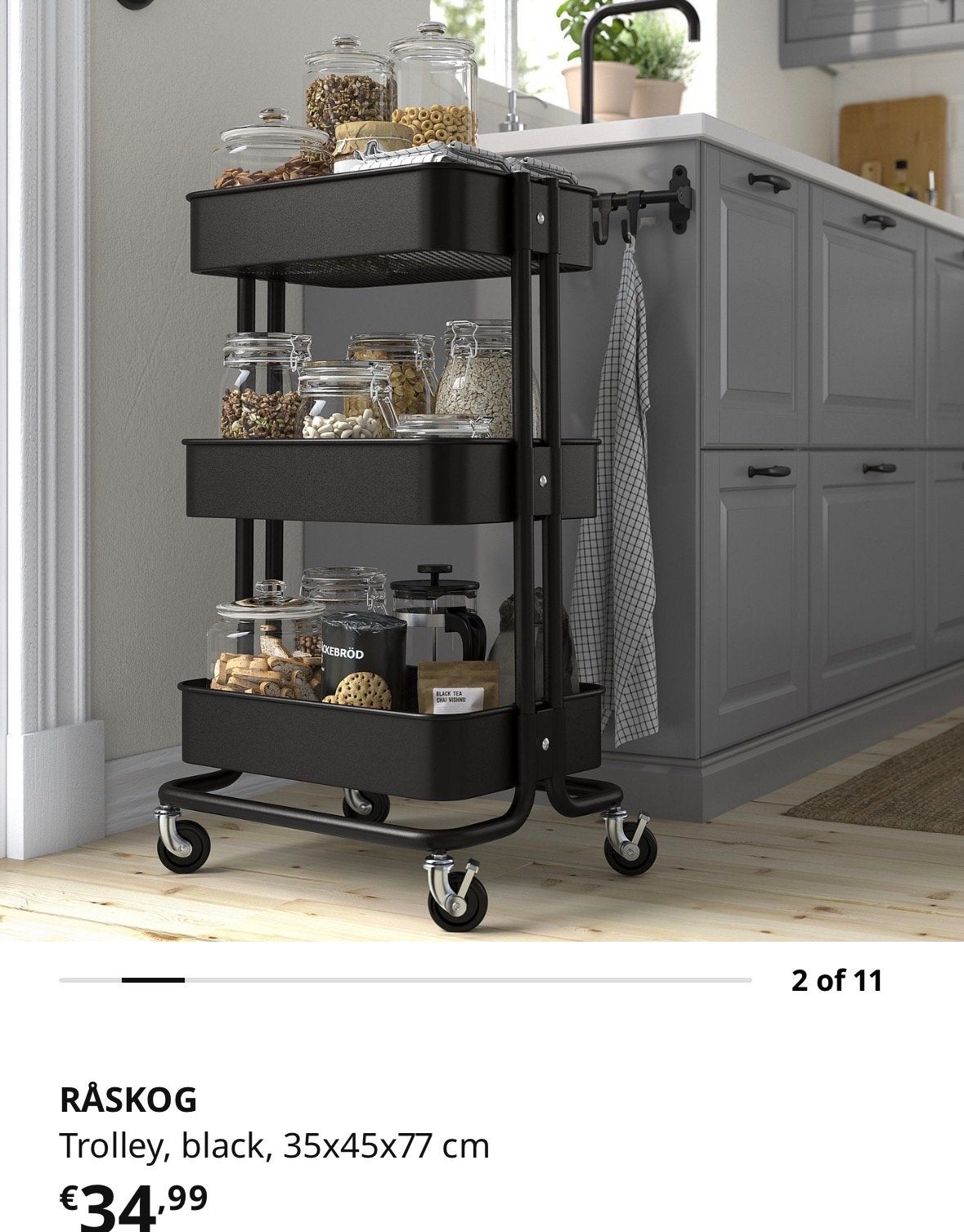 IKEA RÅSKOG Trolley Zwart - 35x45x77 cm, Huis en Inrichting, Ophalen of Verzenden, Zo goed als nieuw
