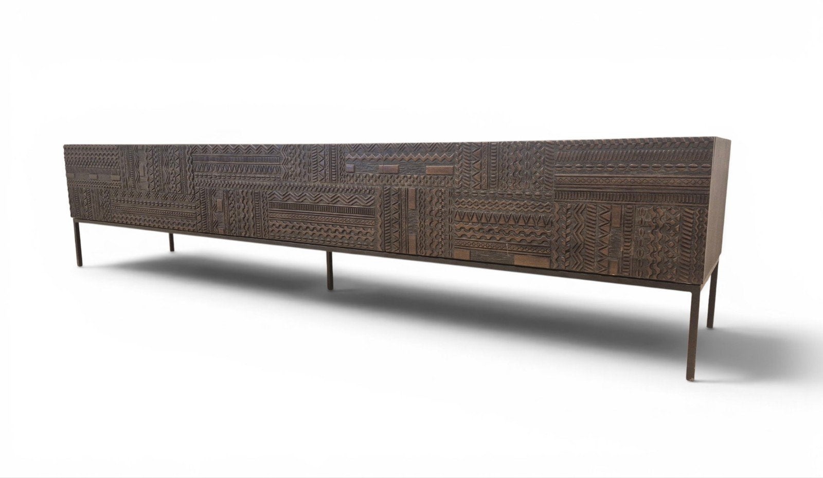 Ethnicraft Tabwa Zwart TV-meubel 240 cm, Ophalen, Gebruikt, Eikenhout, Ethnicraft