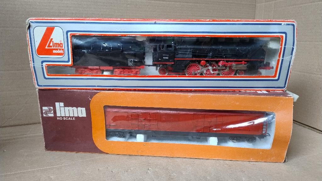 Lima trein stoomlocomotief 203014LG en Vrieswagon in doos, Hobby en Vrije tijd, Modeltreinen | H0, Gebruikt, Ophalen of Verzenden