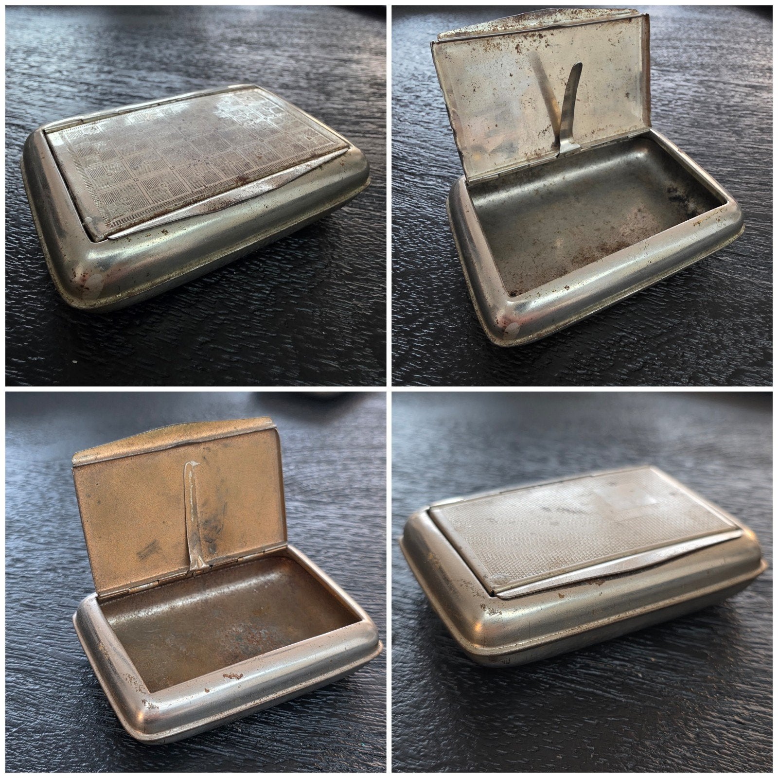 2 stuks antieke metalen snuifdoos / tabaksdoos


Per stuk €, Ophalen of Verzenden, Gebruikt, Tabaksdoos of Verpakking