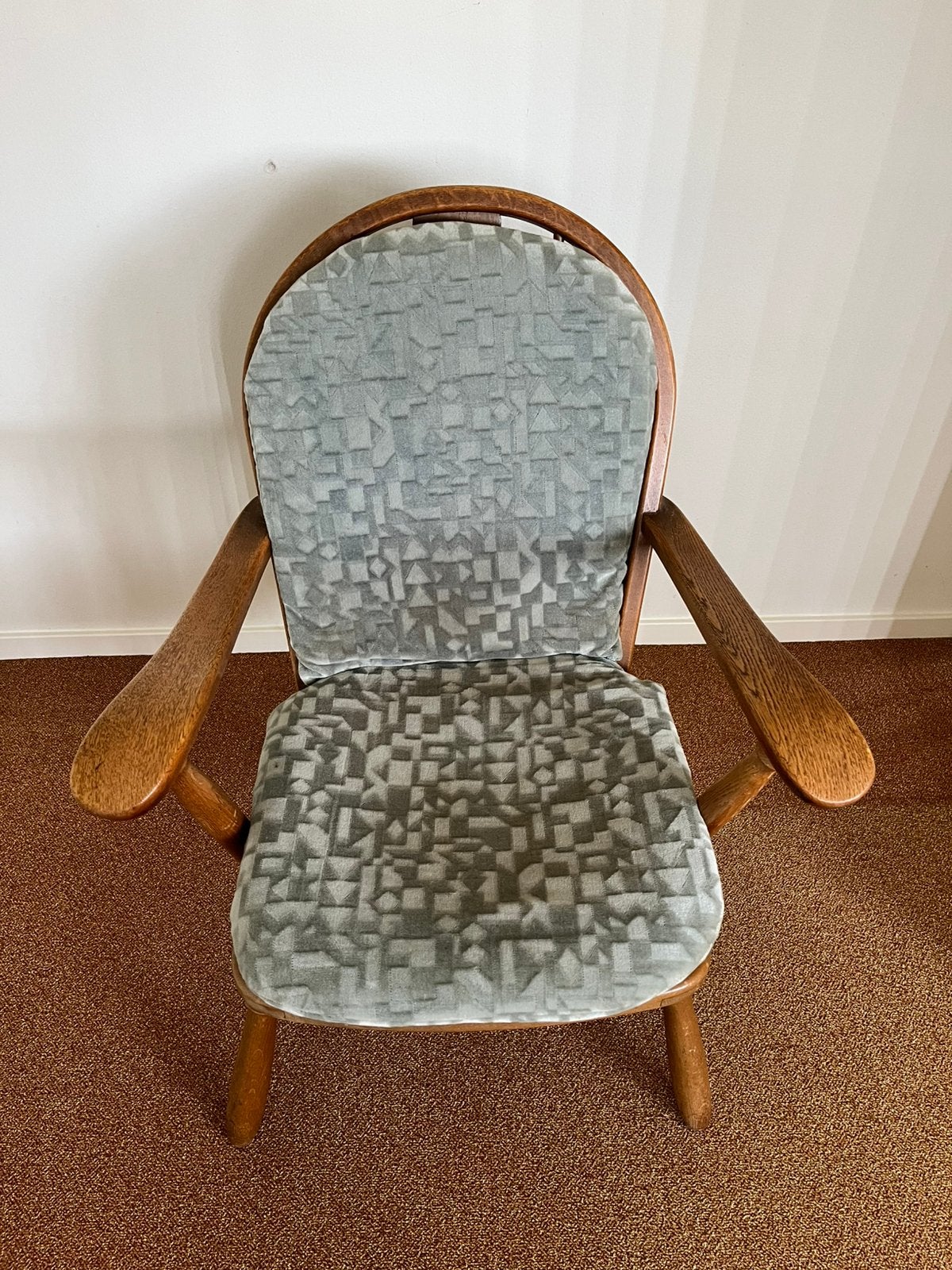 Vintage Houten Fauteuil Spijlenstoel Mid-Century Design⁠, Antiek en Kunst, Ophalen
