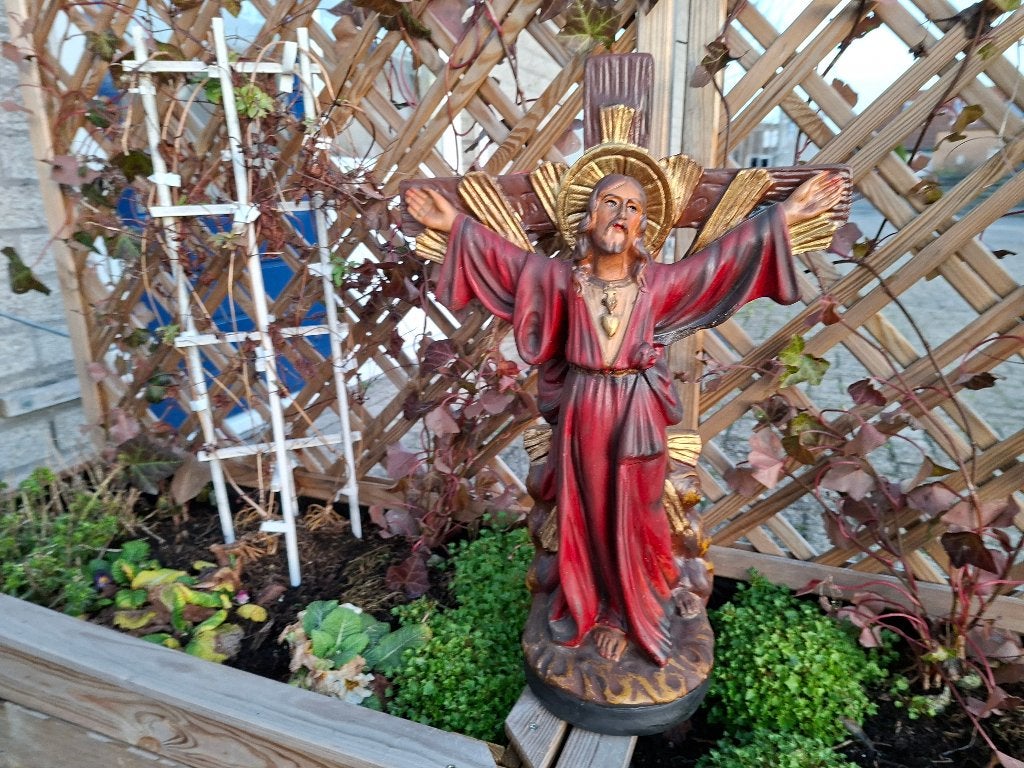 antiek beeld lichaam van christus aan het kruis, Antiek en Kunst, Antiek | Religie, Ophalen of Verzenden