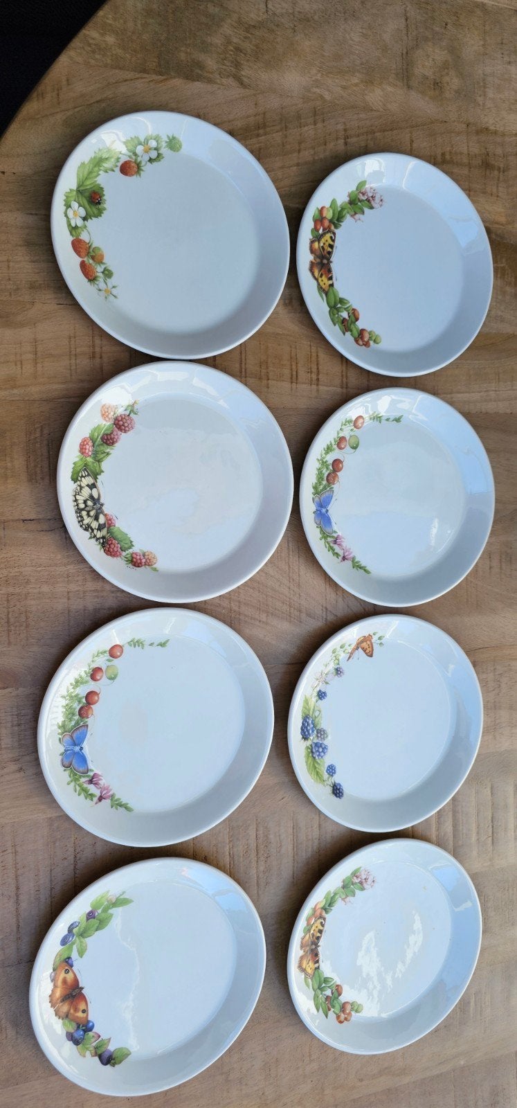 8 Gebaksbordjes Marjolein Bastin - Libelle J&G Meakin, Ophalen, Landelijk/Boerenbont, Zo goed als nieuw, Bord(en)