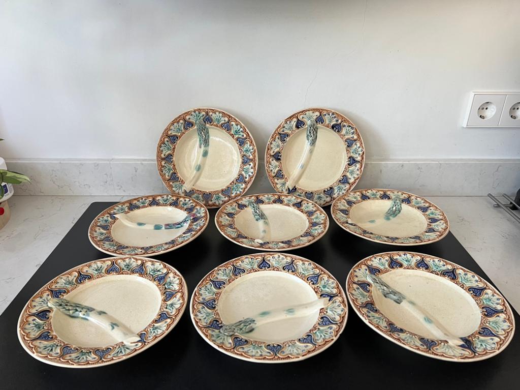 Aspergeborden Wasmuel België., Antiek en Kunst, Antiek | Servies los, Ophalen of Verzenden