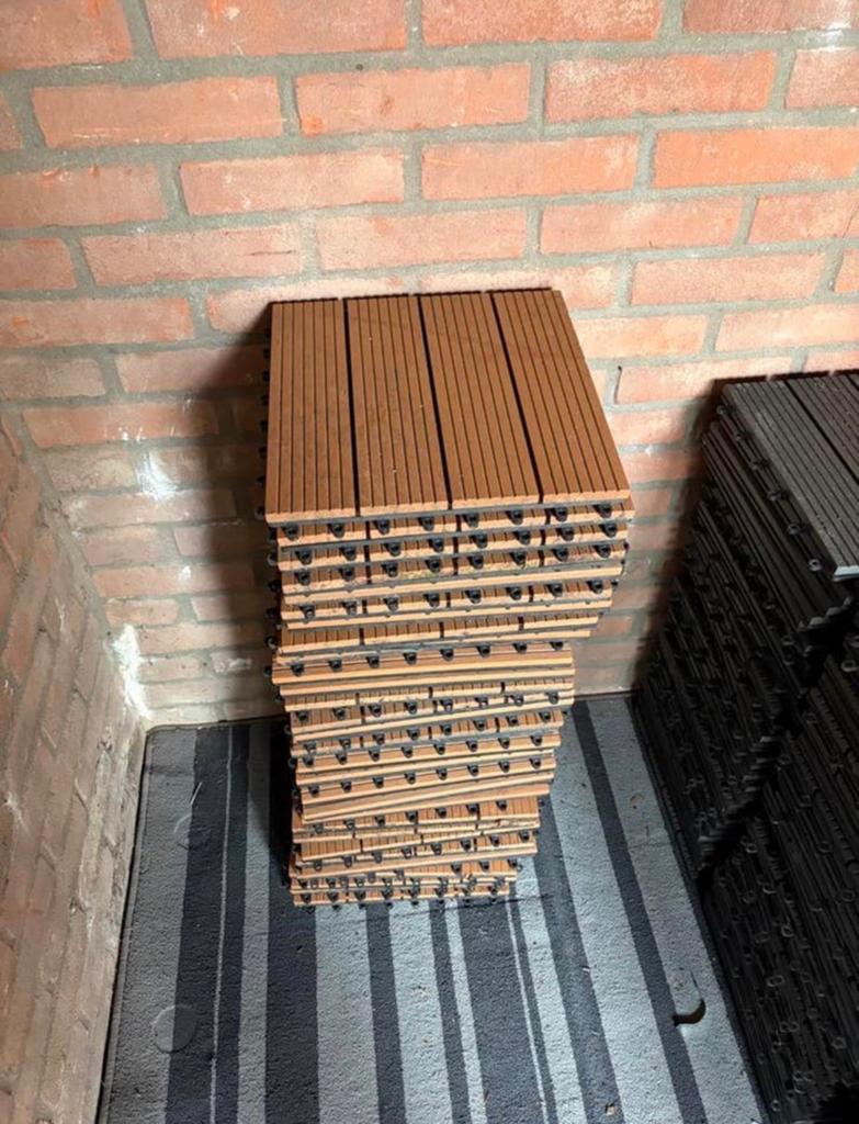 HKC Tuintegels Kunststof Donkerbruin 30x30 cm - ~30 stuks, Tuin en Terras, Ophalen, Zo goed als nieuw, Composiet