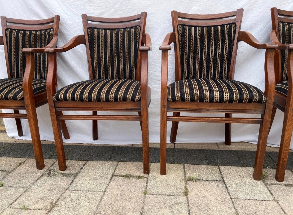 Set van 4 Jugendstil eetkamer armstoelen van Bannink, Ophalen of Verzenden