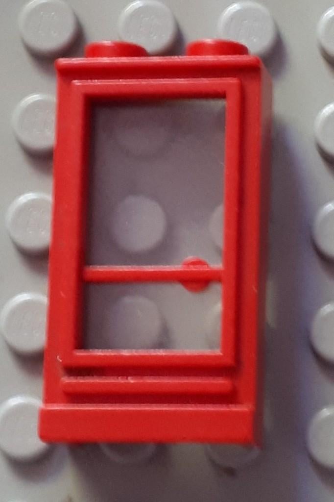 32bc01 (1) red Door 1 x 2 x 3 Hinge on Left with Trans-Cl, Ophalen of Verzenden, Gebruikt