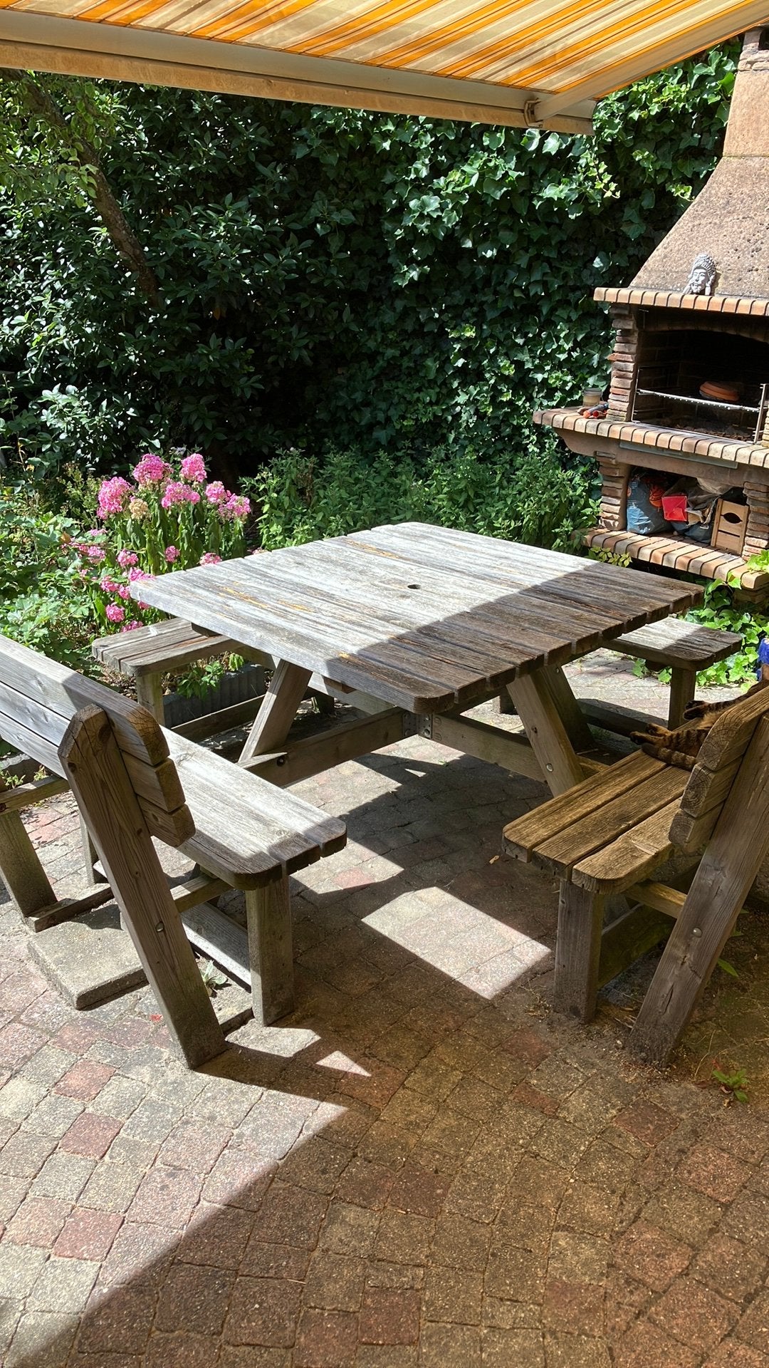 Rockwood picknicktafel vierkant, Ophalen, Gebruikt, Rechthoekig, Hout