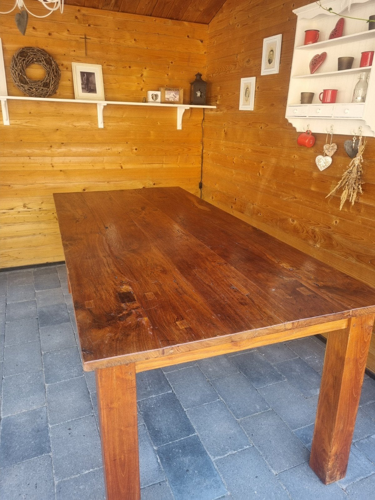 Teak eettafel te koop zware kwaliteit, Ophalen, Teakhout, 200 cm of meer, 50 tot 100 cm