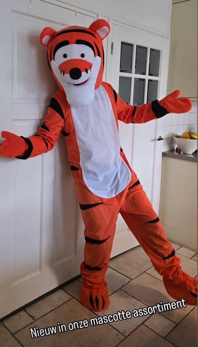 Tijgertje mascotte pak te huur maat L / XL, Ophalen of Verzenden, Nieuw, Verjaardag