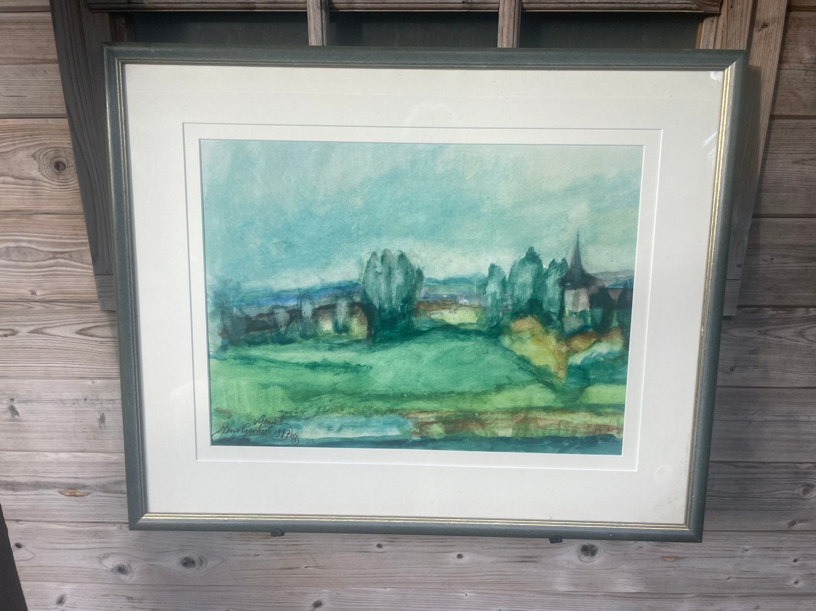 Jan van Gemert Schilderij - Milsbeek vanaf St. Agatha(1977), Antiek en Kunst, Ophalen of Verzenden