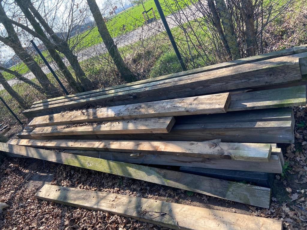 Partij houten balken, Ophalen, Gebruikt, 250 cm of meer, Balken
