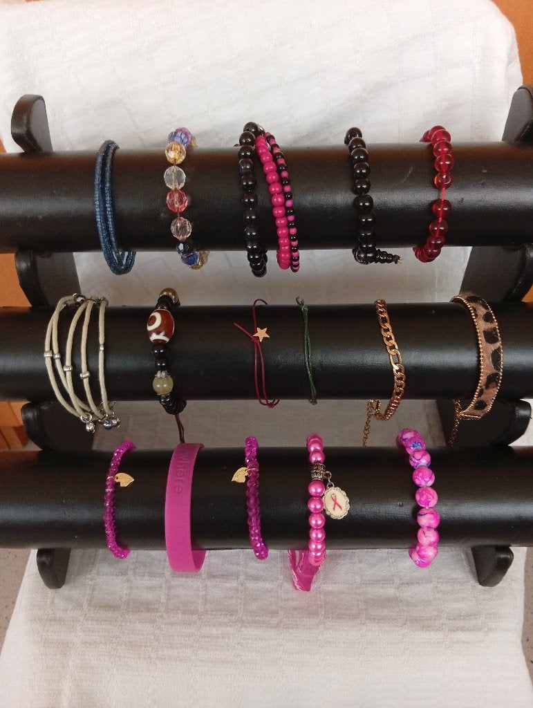 armbanden diverse materialen 16 stuks in 1 koop €10,00, Ophalen of Verzenden, Gebruikt, Overige kleuren, Overige materialen