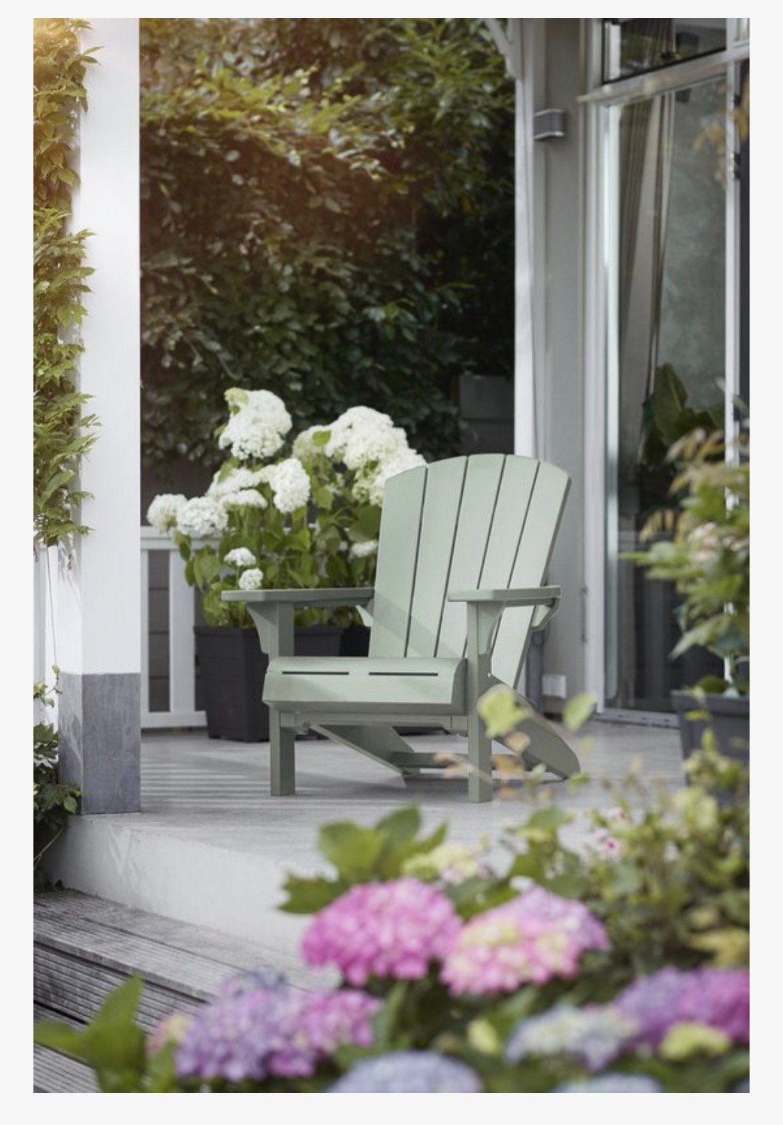 Bearchair, kunstof leunstoel, sage green 2 x, Tuin en Terras, Ophalen, Zo goed als nieuw, Overige materialen