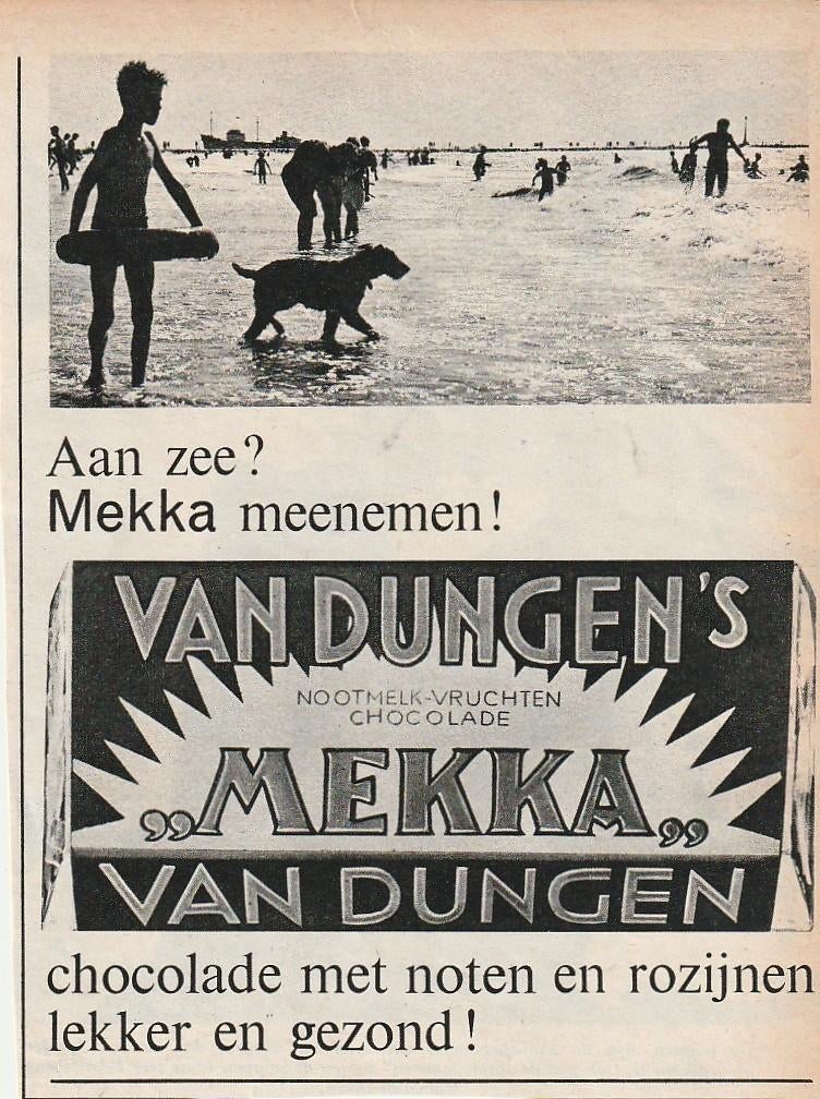 Retro reclame 1962 Van Dungen chocolade jongetje in zee, Verzamelen, Retro, Verzenden, Overige typen