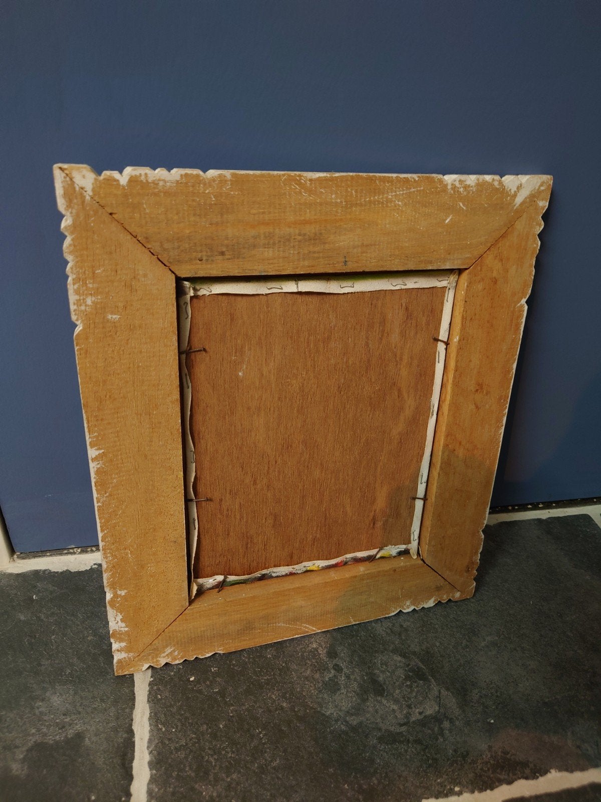 Structuur schilderij uit Bali in houten lijst (32B x 37H), Ophalen of Verzenden