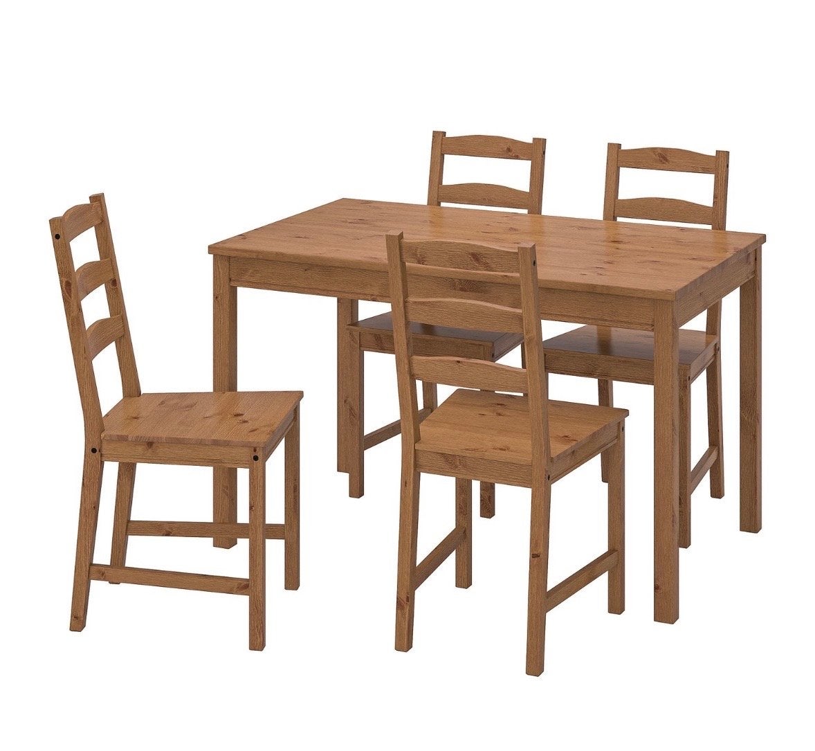 IKEA JOKKMOKK eettafel met 4 stoelen en kussens, Ophalen, Gebruikt, Vier personen, Grenenhout