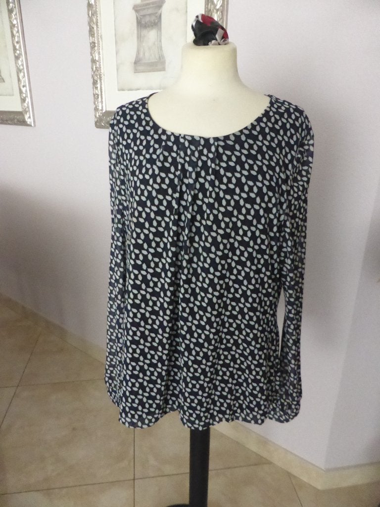 Gerry Weber Blouson Blauw Wit Blaadjesprint Maat 40/42, Kleding | Dames, Blouses en Tunieken, Zo goed als nieuw, Maat 42/44 (L)
