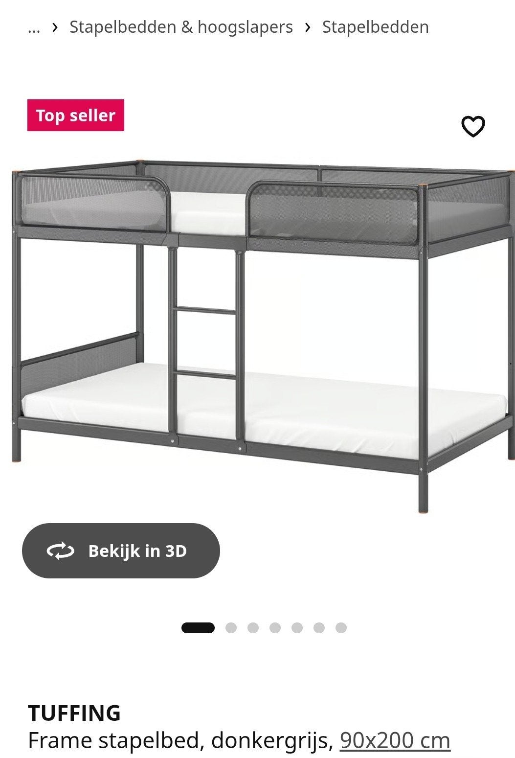Stapelbed, Ophalen, 90 cm, 160 tot 180 cm, Tweepersoons