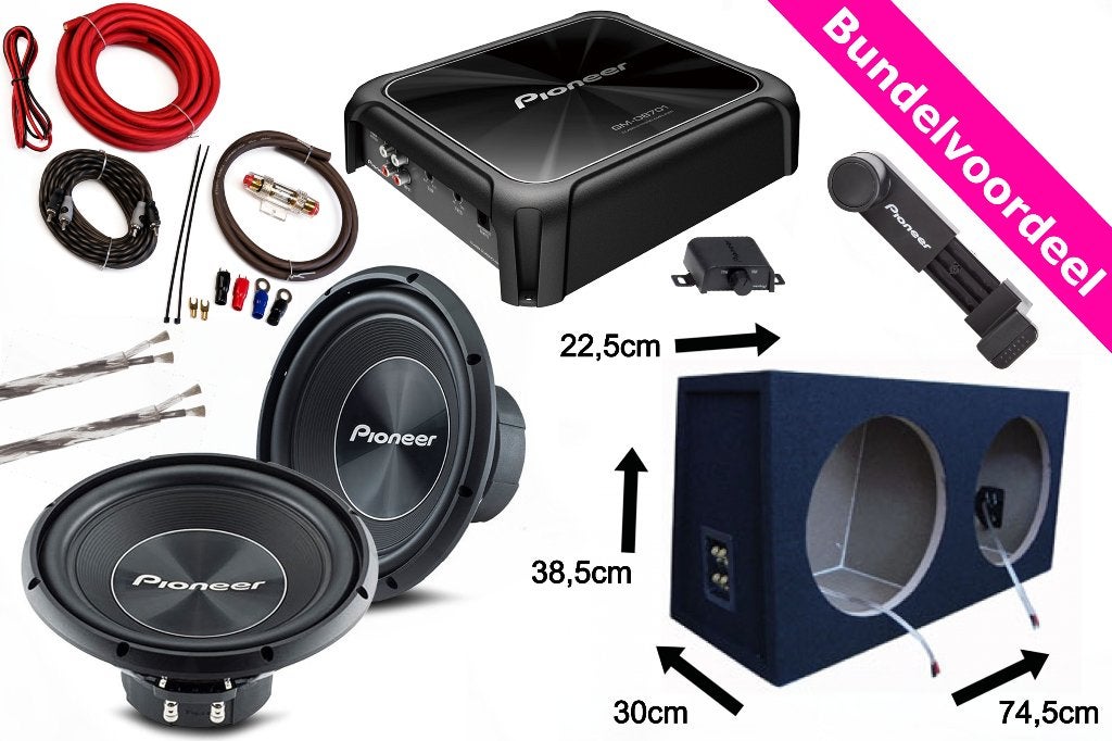 3000W Pioneer 2x12'' Subwoofer Kist + Monoblock + Kabelset, Auto diversen, ., Nieuw, Ophalen of Verzenden, .