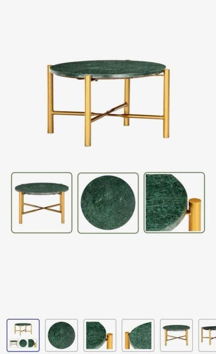 Marmeren salon tafel gouden poten ( zgan ), Ophalen, Overige materialen, Chique / luxe, Rond