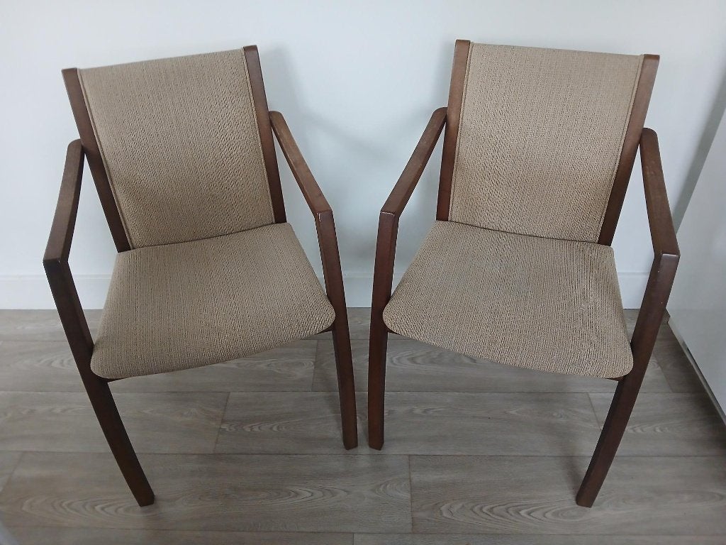 Vintage Deense Design Teakhouten Stoelen jaren 60, Huis en Inrichting, Stoelen, Ophalen, Gebruikt, Twee, Bruin