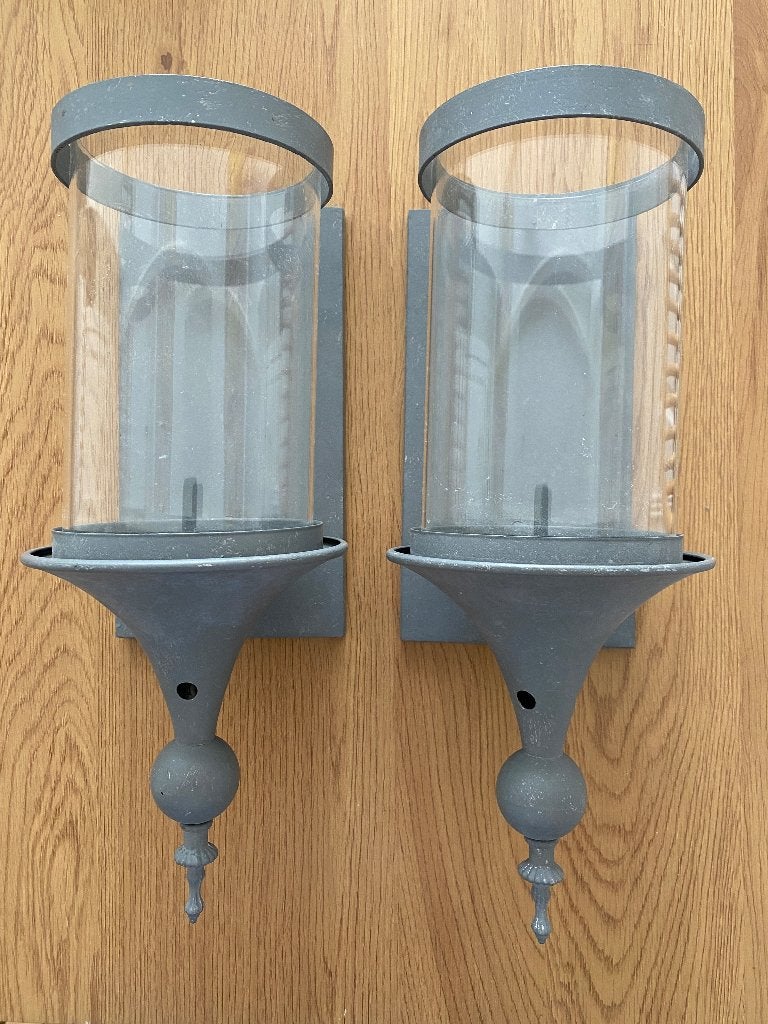 set van 2 windlichten wanddecoratie tuindecoratie, Ophalen, Metaal, Decoratieobject, Zo goed als nieuw