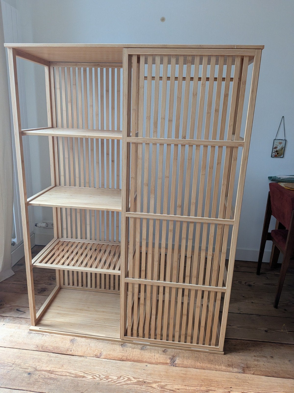 IKEA Bamboe Open kledingkast met planken en kledingstang, Ophalen, Met deur(en), 100 tot 150 cm, Zo goed als nieuw