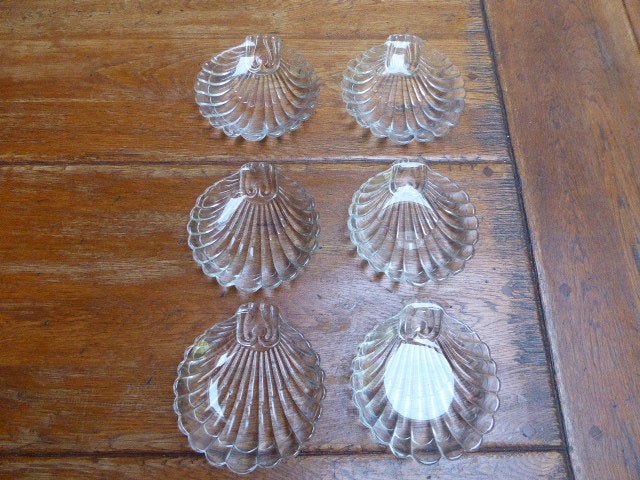 6 persglazen schaaltjes, schelp, Ophalen of Verzenden