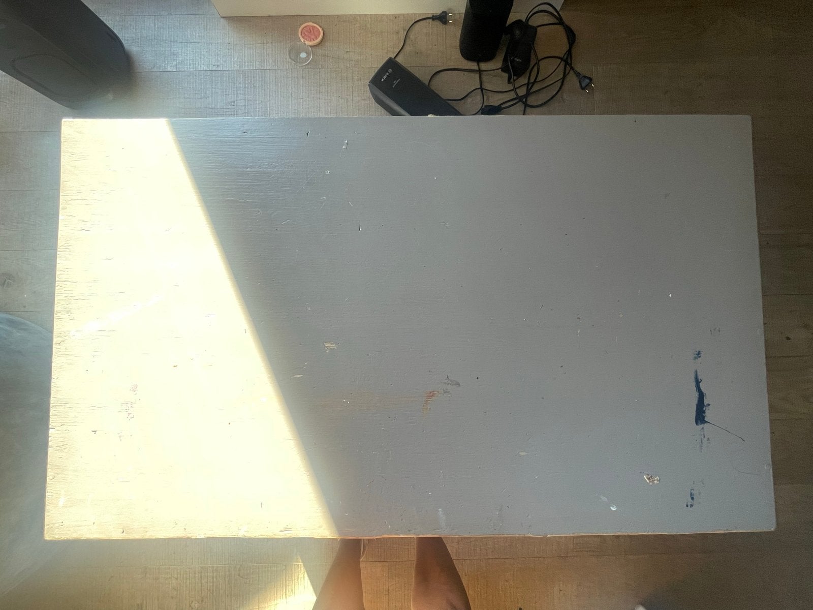 Grijze houten opbergkist met twee vakken, 50 – 75, Minder dan 50 cm, Gebruikt, Ophalen of Verzenden