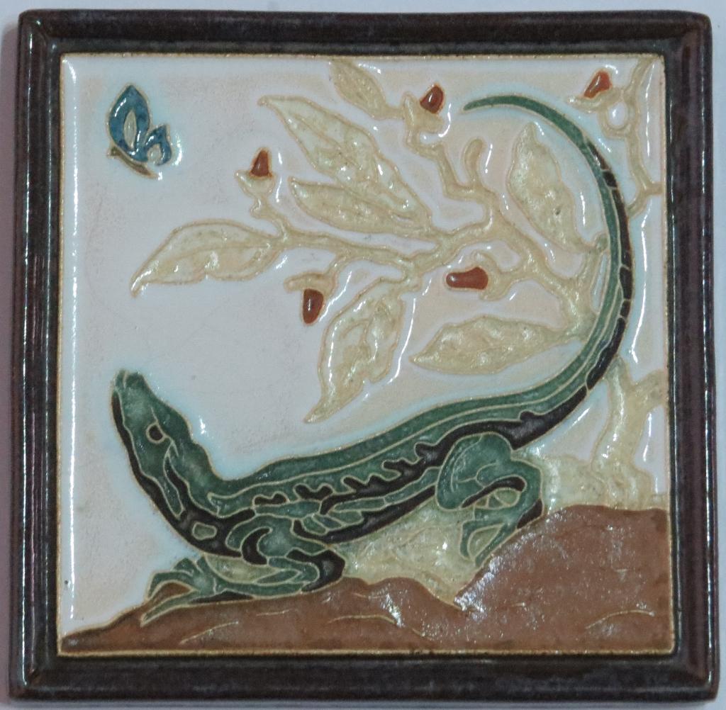 Porceleyne fles Delft cloisonne tegel SALAMANDER, Ophalen of Verzenden