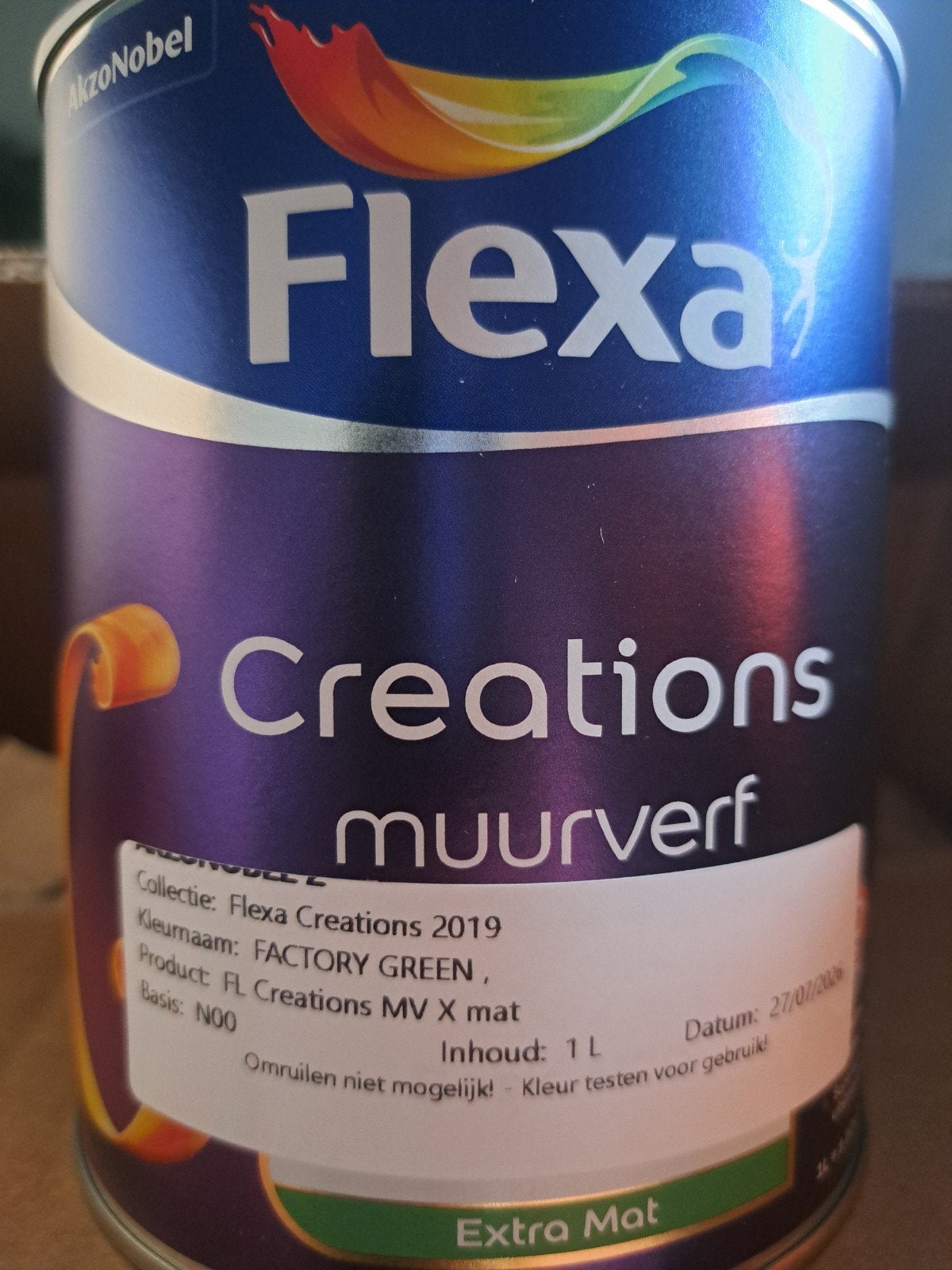 Flexa Creations Muurverf & Lak Factory Green, Ophalen of Verzenden, Zo goed als nieuw, Lak, Minder dan 5 liter