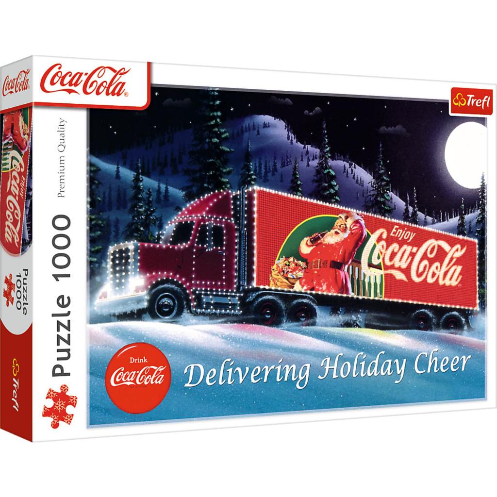Trefl: Coca Cola Kersttruck 1000 stukjes, Hobby en Vrije tijd, Denksport en Puzzels, Ophalen of Verzenden, 500 t/m 1500 stukjes
