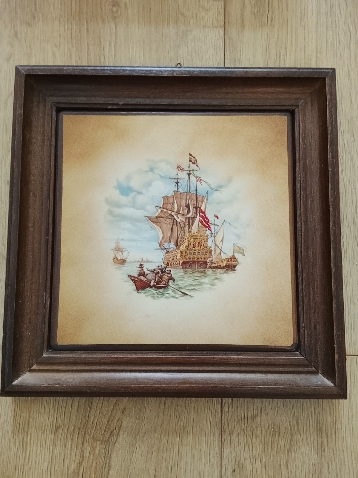 Vintage Schilderij: Zeilschip op Zee, Antiek en Kunst, Antiek | Wandborden en Tegels, Ophalen of Verzenden