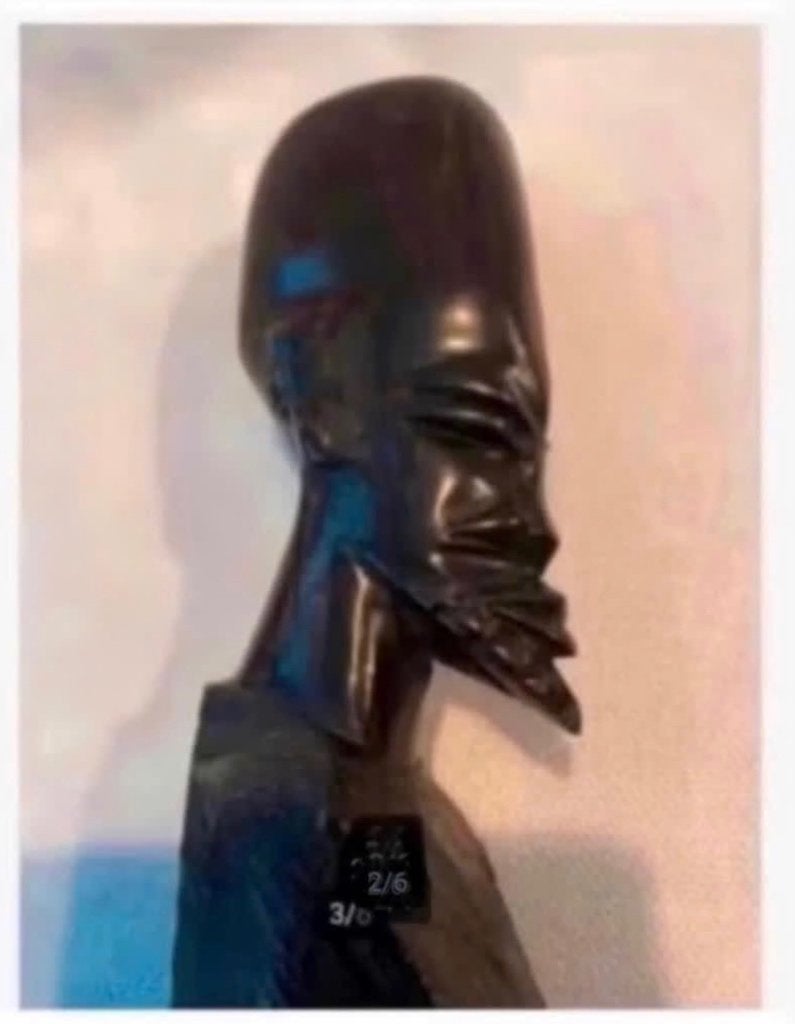 Afrikaans houten beeld, oude wijze man, hoofd, 14 cm hg, Ophalen of Verzenden