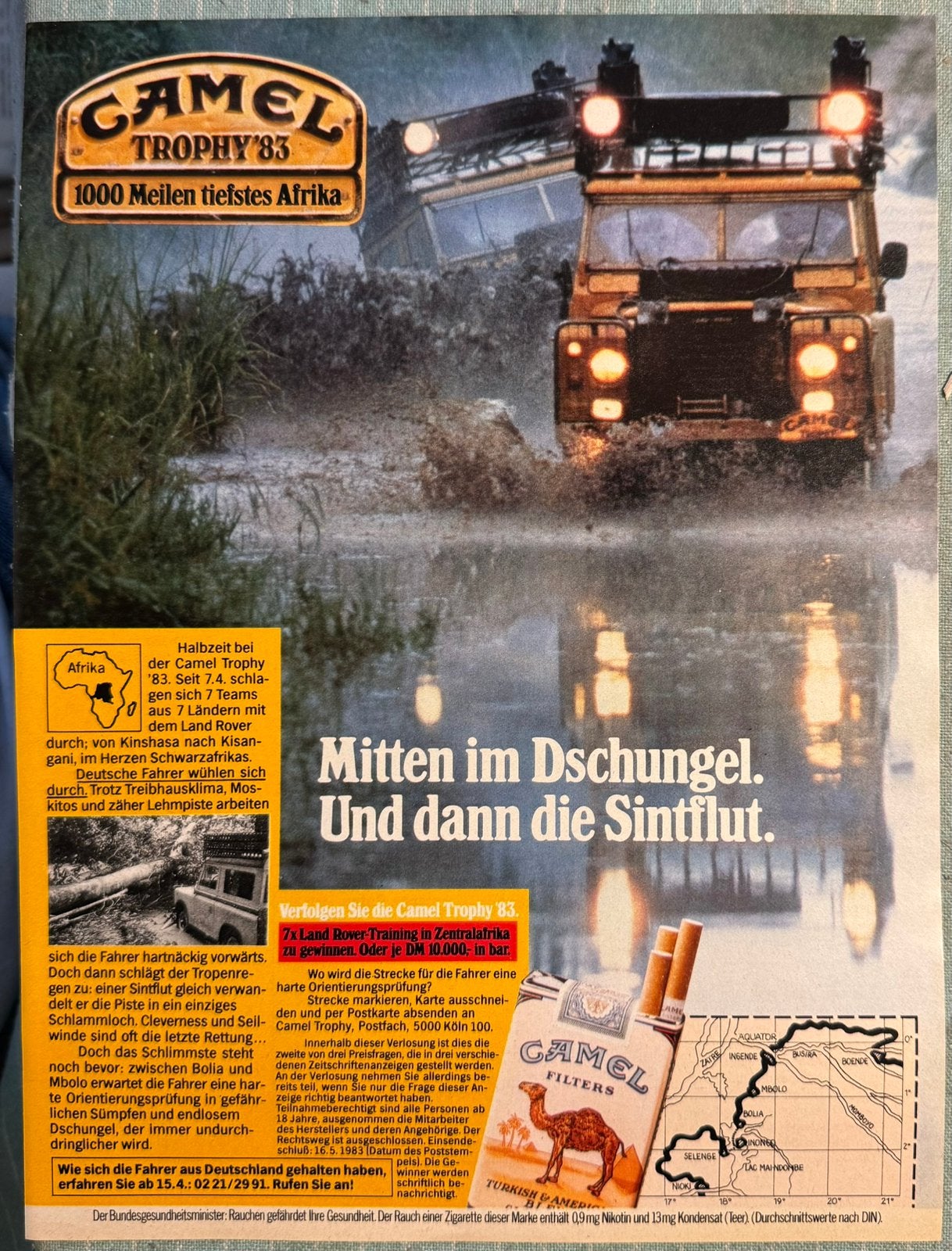 Advertentie Camel Trophy 1983, Verzenden, Zo goed als nieuw, Motoren