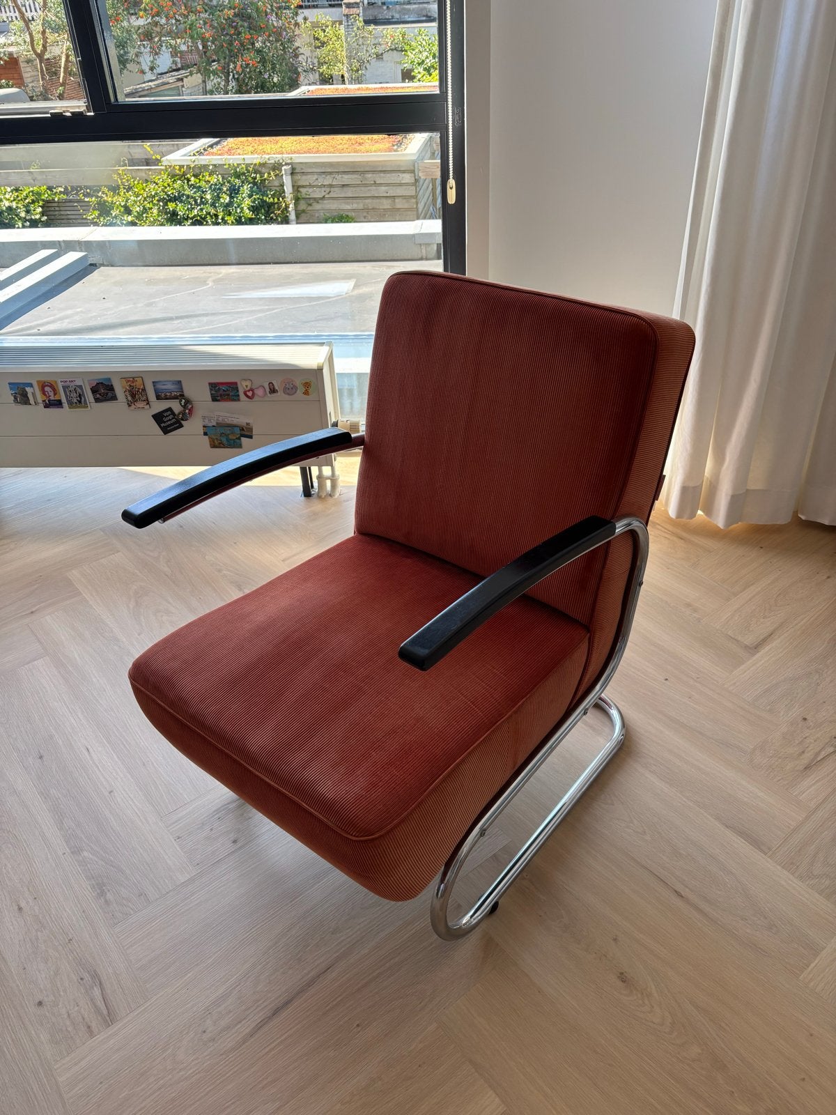 Buisframe fauteuil Dykmeyer De Zwaan - kleur roestbruin, Ophalen, Zo goed als nieuw, 75 tot 100 cm, 50 tot 75 cm