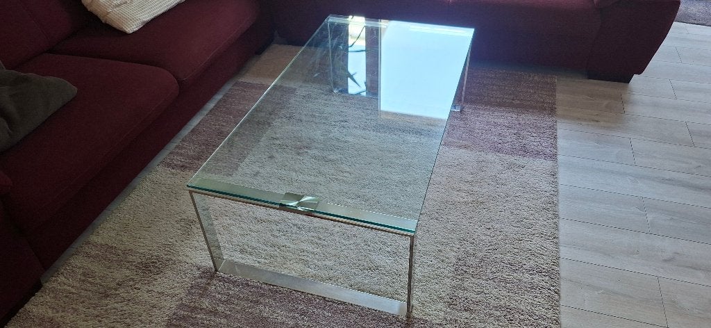 Moderne glazen salontafel, Ophalen, Gebruikt, 100 tot 150 cm, 50 tot 100 cm