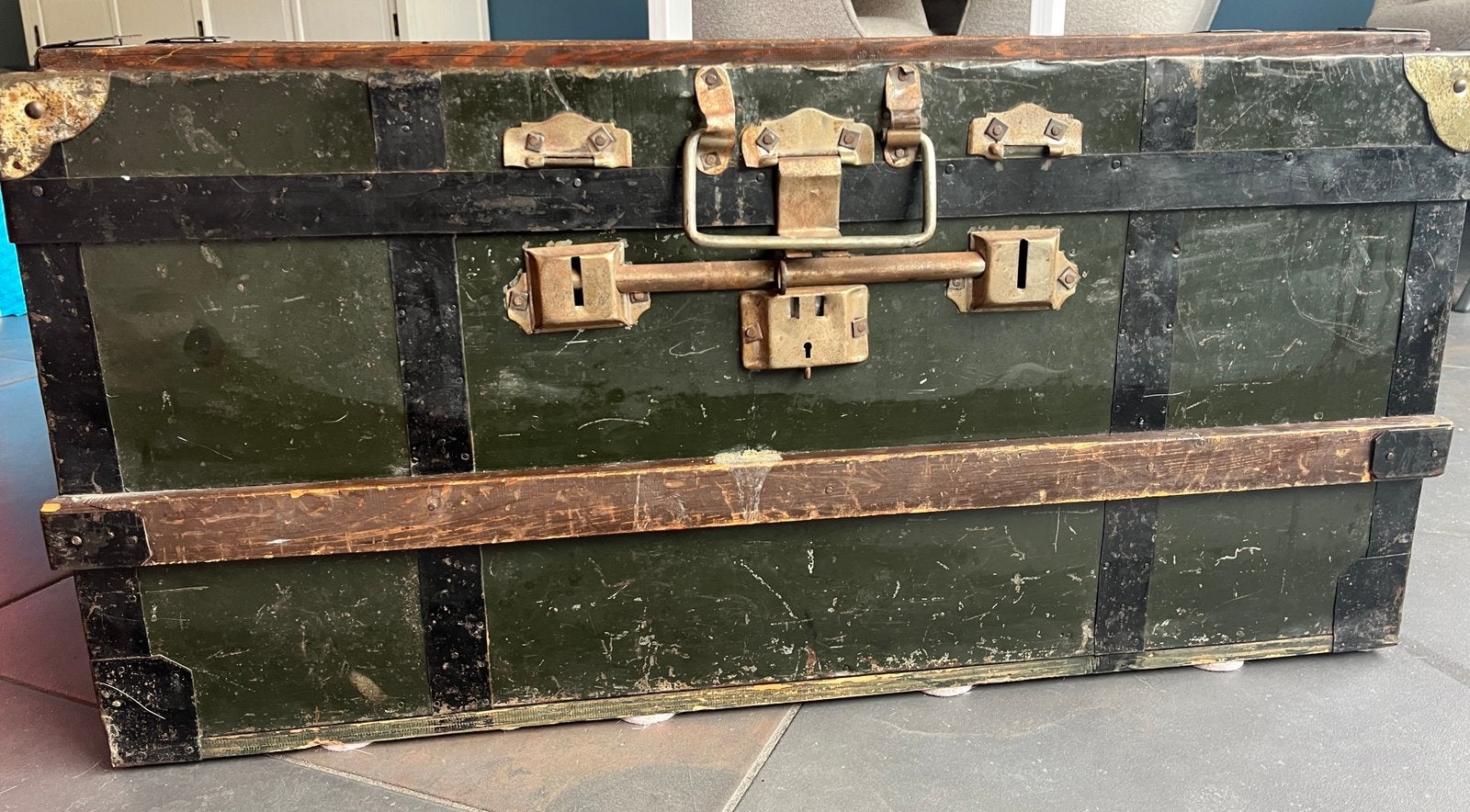Vintage houten verkleedkist / dekenkist / salontafel 80 cm, Ophalen, Gebruikt, 50 tot 100 cm, 5 – 50