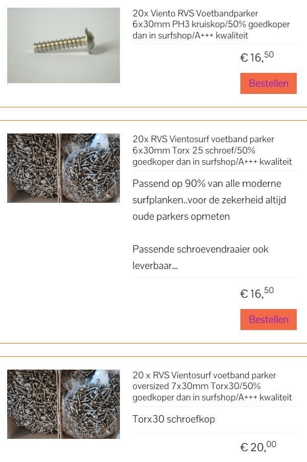 North Sails trimadapter 14,99/rvs voetbandparkers torx&ph3, Ophalen of Verzenden, Nieuw, Overige typen